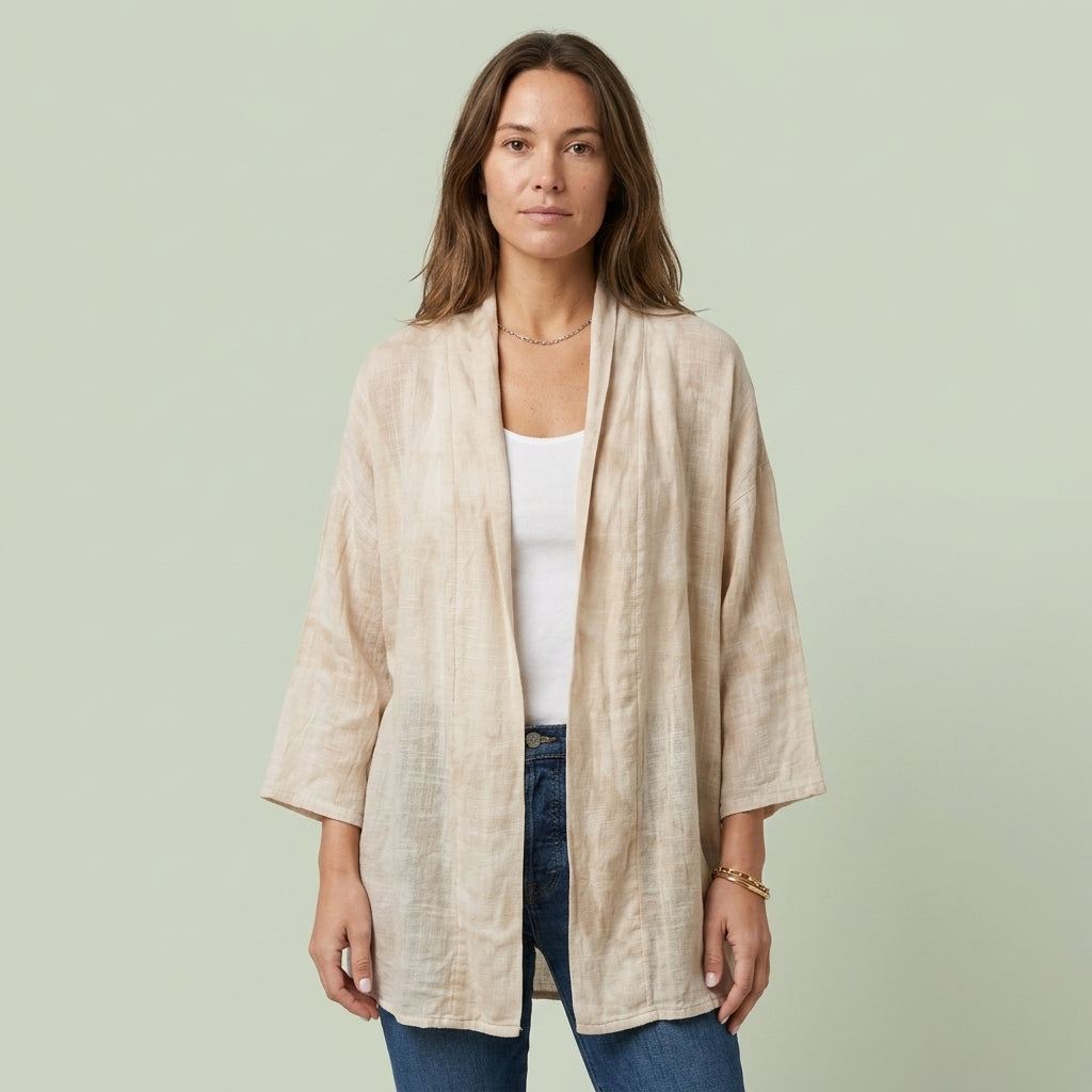 Light open-front cardigan — On Model - Upper Body | Generated by Modelize