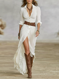 שמלת מקסי זורמת לאישה בצבע White – SHIONNA
