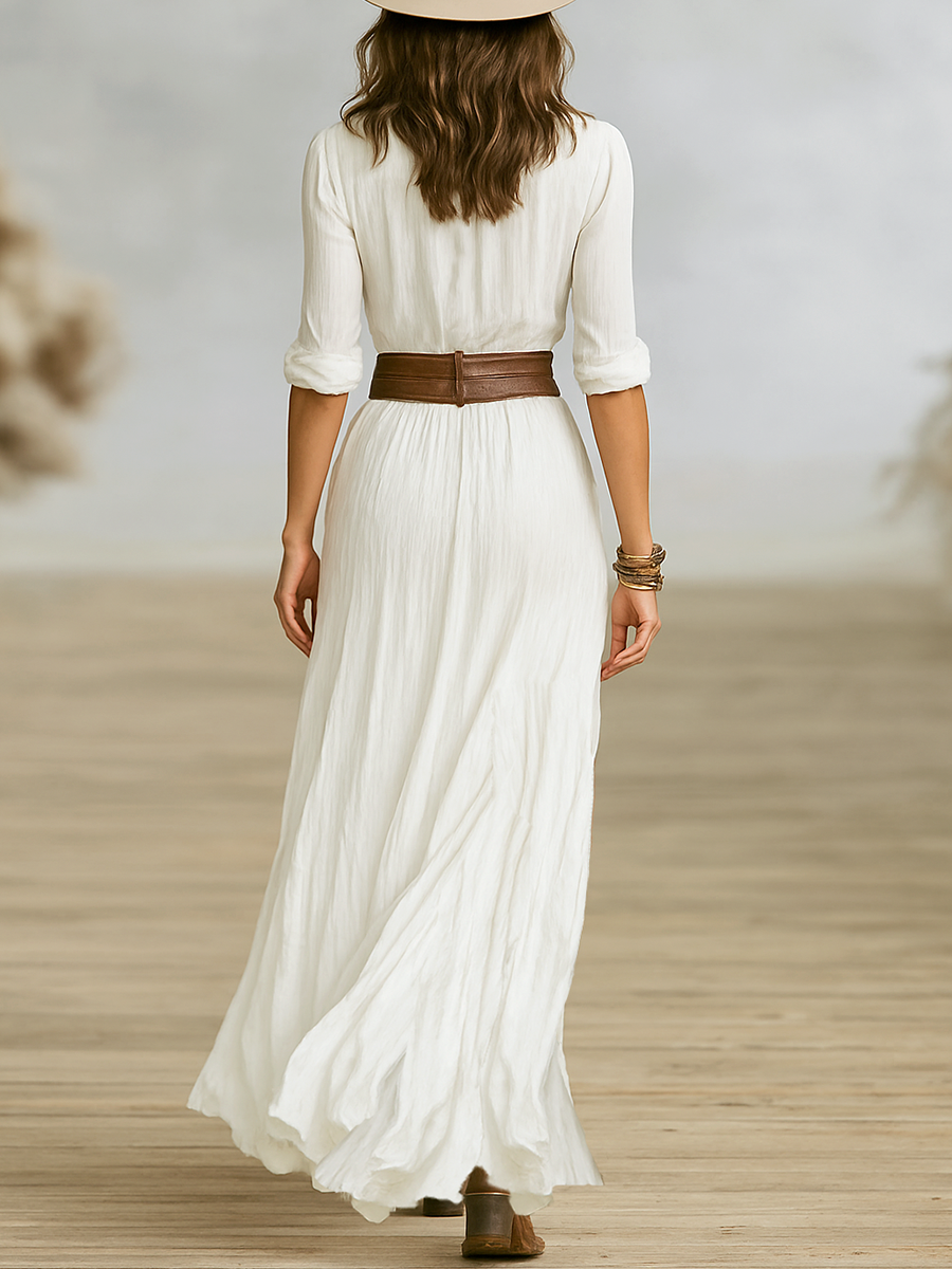 שמלת מקסי זורמת לאישה בצבע Brown – SHIONNA